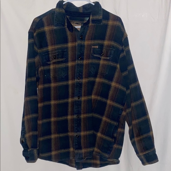 Orvis Other - Orvis Shacket Men XL Blue Plaid Button Up Heavy Flannel Shirt Jacket Pocket